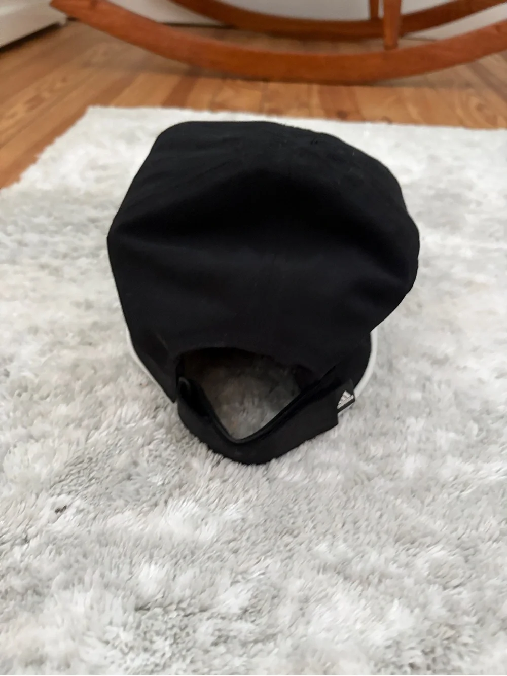 adidas Black Baseball Cap with White Logo and Piping